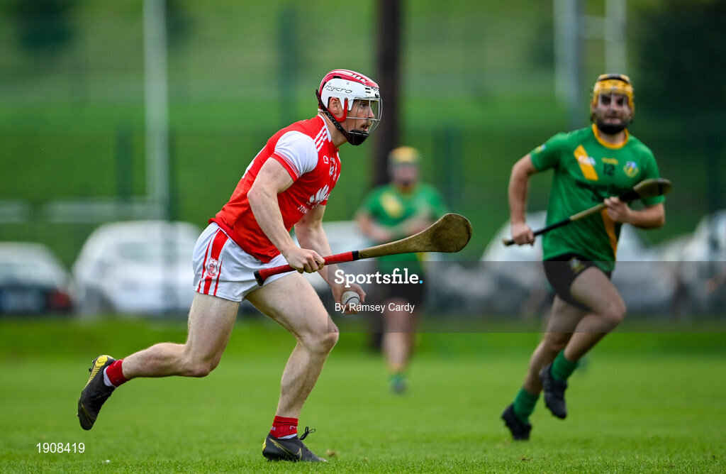 18 July 2020; Con O'Callaghan of Cuala during the Dublin County Senior Hurling Championship Group 4 Round 1 match between Cuala and Thomas Davis at Bray Emmets GAA club in Bray, Wicklow. Competitive GAA matches have been approved to return following the guidelines of Phase 3 of the Irish Government’s Roadmap for Reopening of Society and Business and protocols set down by the GAA governing authorities. With games having been suspended since March, competitive games can take place with updated protocols including a limit of 200 individuals at any one outdoor event, including players, officials and a limited number of spectators, with social distancing, hand sanitisation and face masks being worn by those in attendance among other measures in an effort to contain the spread of the Coronavirus (COVID-19) pandemic. Photo by Ramsey Cardy/Sportsfile