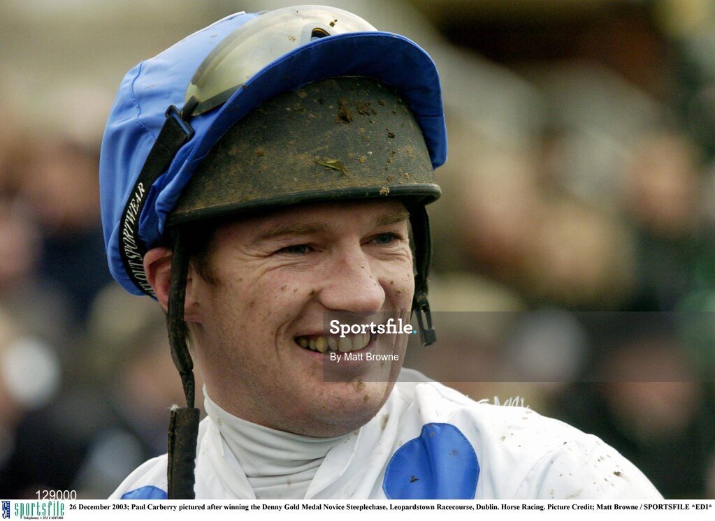 26 December 2003; Paul Carberry pictured after winning the Denny Gold Medal Novice Steeplechase, Leopardstown Racecourse, Dublin. Horse Racing. Picture Credit; Matt Browne / SPORTSFILE *EDI*