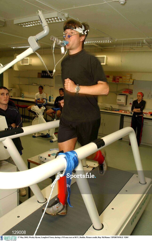 27 May 2002; Wesley Byrne, Longford Town, during a VO max test at DCU, Dublin. Picture credit; Ray McManus / SPORTSFILE *EDI*