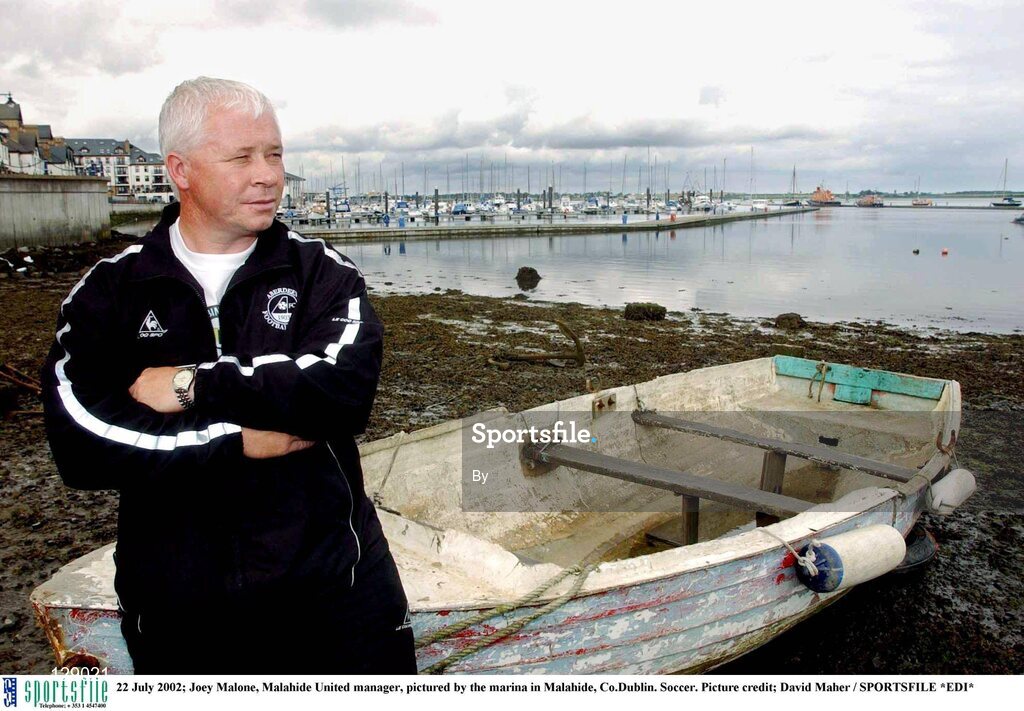 22 July 2002; Joey Malone, Malahide United manager, pictured by the marina in Malahide, Co.Dublin. Soccer. Picture credit; David Maher / SPORTSFILE *EDI*