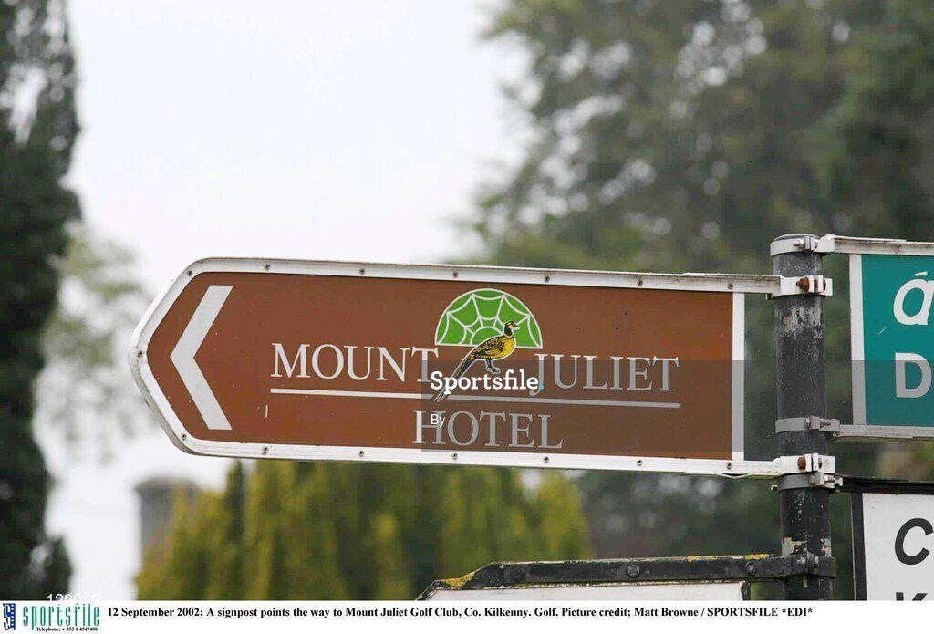 12 September 2002; A signpost points the way to Mount Juliet Golf Club, Co. Kilkenny. Golf. Picture credit; Matt Browne / SPORTSFILE *EDI*