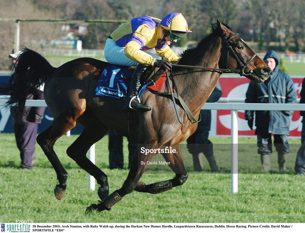 28 December 2003; Arch Stanton, with Ruby Walsh up, during the Durkan New Homes Hurdle, Leopardstown Racecourse, Dublin. Horse Racing. Picture Credit; David Maher / SPORTSFILE *EDI*