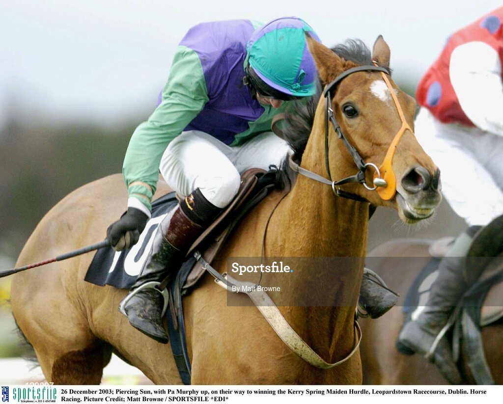 26 December 2003; Piercing Sun, with Pa Murphy up, on their way to winning the Kerry Spring Maiden Hurdle, Leopardstown Racecourse, Dublin. Horse Racing. Picture Credit; Matt Browne / SPORTSFILE *EDI*