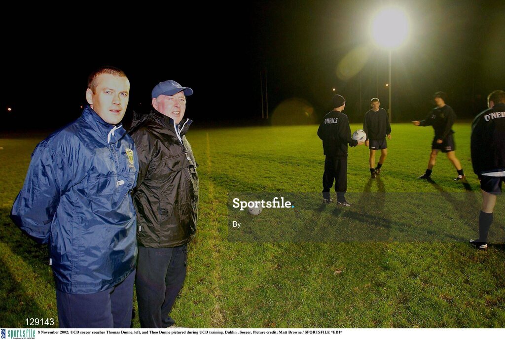 8 November 2002; UCD soccer coaches Thomas Dunne, left, and Theo Dunne pictured during UCD training. Dublin . Soccer. Picture credit; Matt Browne / SPORTSFILE *EDI*