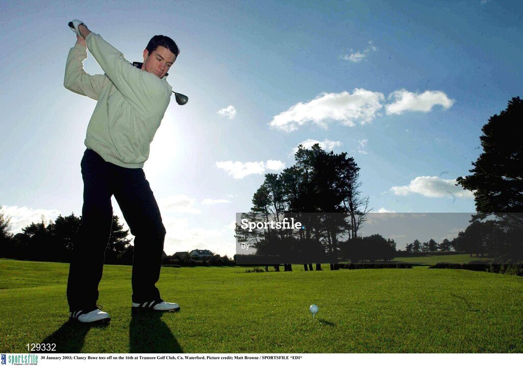 30 January 2003; Clancy Bowe tees off on the 16th at Tramore Golf Club, Co. Waterford. Picture credit; Matt Browne / SPORTSFILE *EDI*