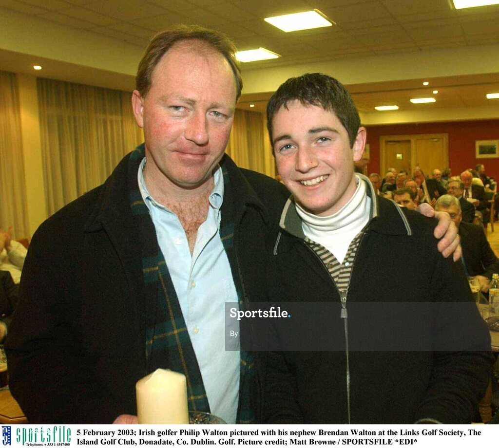 5 February 2003; Irish golfer Philip Walton pictured with his nephew Brendan Walton at the Links Golf Society, The Island Golf Club, Donadate, Co. Dublin. Golf. Picture credit; Matt Browne / SPORTSFILE *EDI*