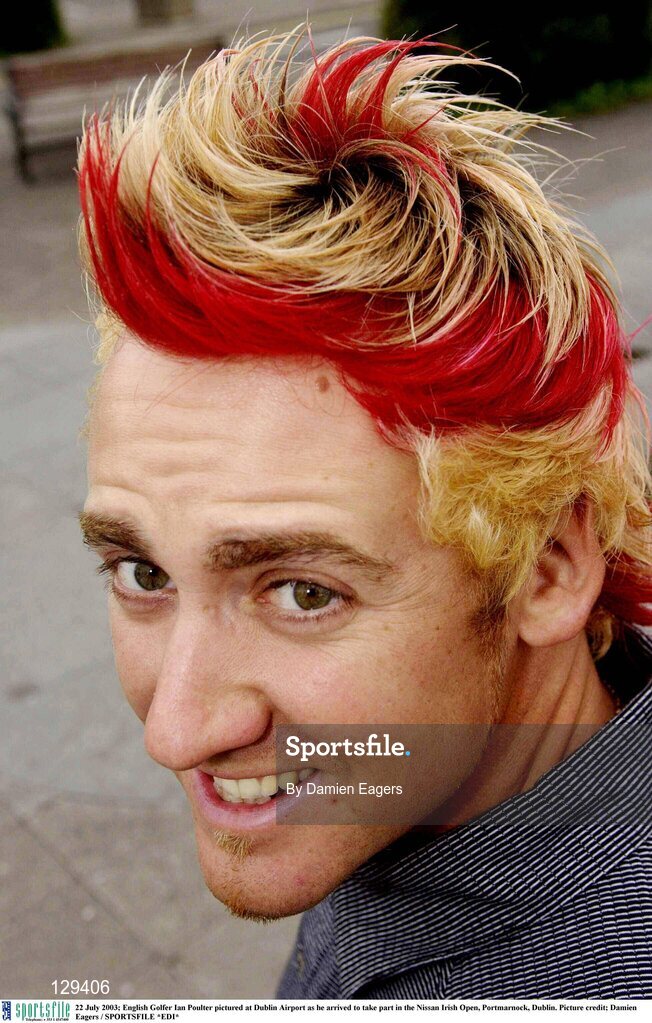 22 July 2003; English Golfer Ian Poulter pictured at Dublin Airport as he arrived to take part in the Nissan Irish Open, Portmarnock, Dublin. Picture credit; Damien Eagers / SPORTSFILE *EDI*