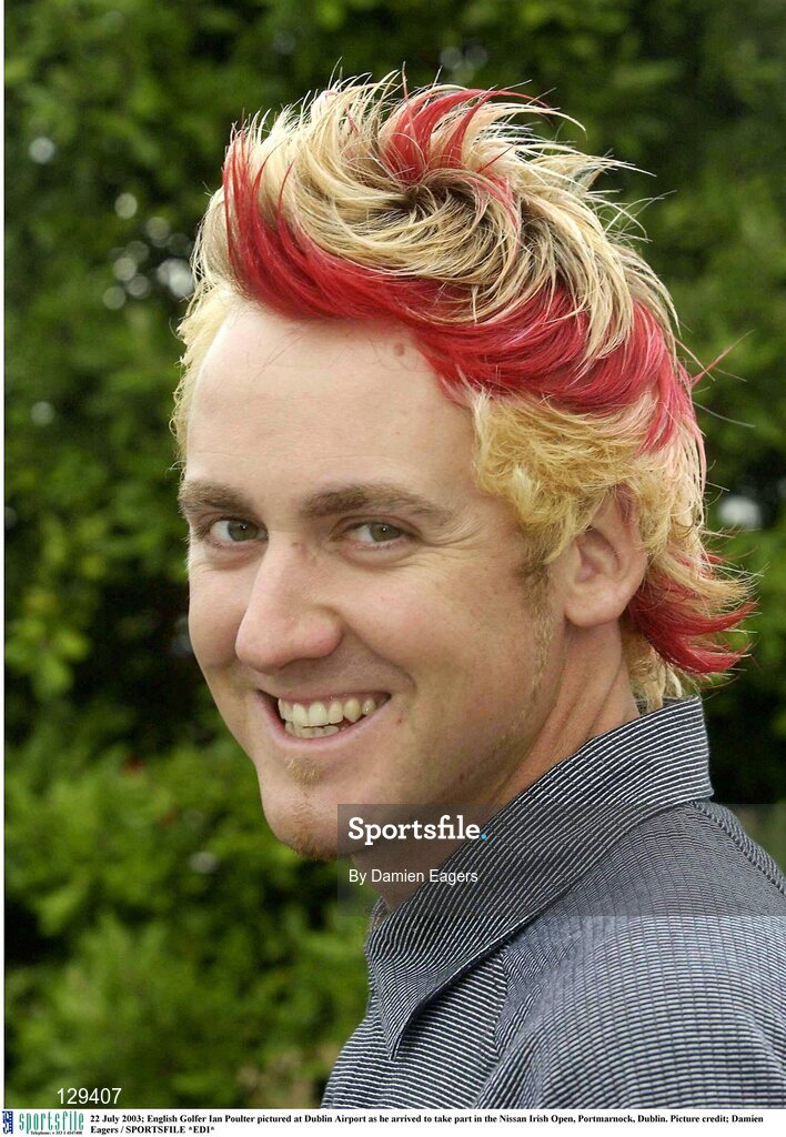 22 July 2003; English Golfer Ian Poulter pictured at Dublin Airport as he arrived to take part in the Nissan Irish Open, Portmarnock, Dublin. Picture credit; Damien Eagers / SPORTSFILE *EDI*