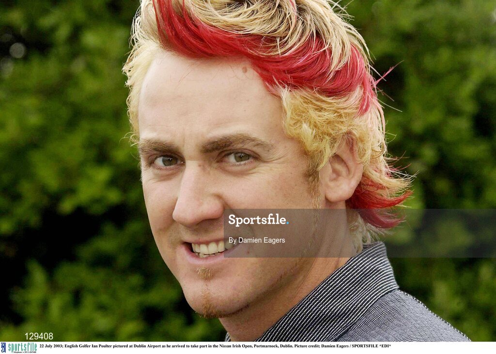 22 July 2003; English Golfer Ian Poulter pictured at Dublin Airport as he arrived to take part in the Nissan Irish Open, Portmarnock, Dublin. Picture credit; Damien Eagers / SPORTSFILE *EDI*
