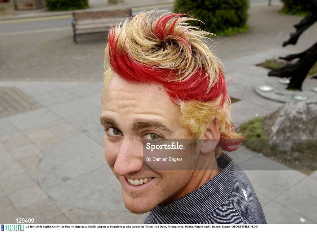22 July 2003; English Golfer Ian Poulter pictured at Dublin Airport as he arrived to take part in the Nissan Irish Open, Portmarnock, Dublin. Picture credit; Damien Eagers / SPORTSFILE *EDI*