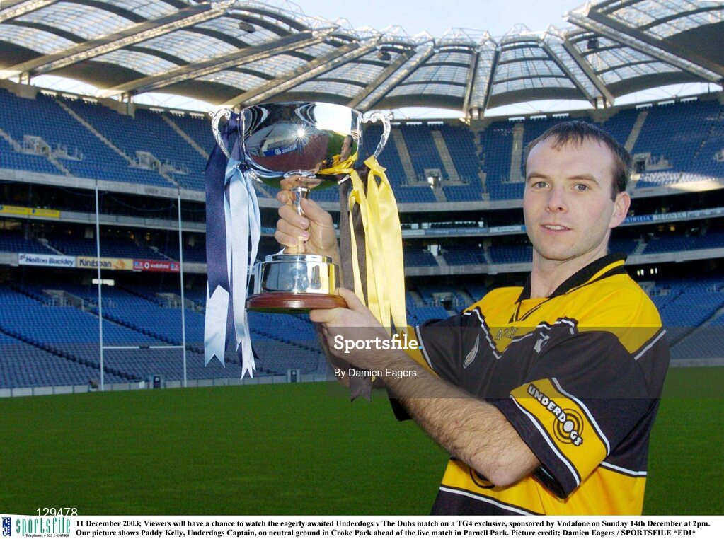 11 December 2003; Viewers will have a chance to watch the eagerly awaited Underdogs v The Dubs match on a TG4 exclusive, sponsored by Vodafone on Sunday 14th December at 2pm. Our picture shows Paddy Kelly, Underdogs Captain, on neutral ground in Croke Park ahead of the live match in Parnell Park. Picture credit; Damien Eagers / SPORTSFILE *EDI*