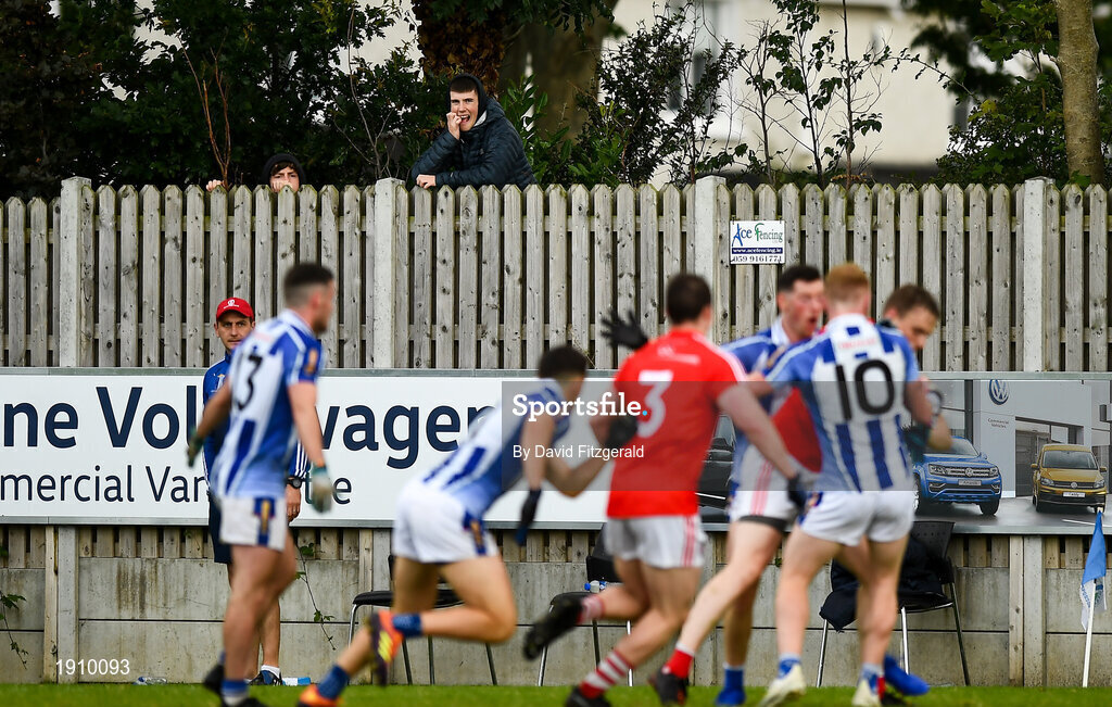 25 July 2020; Spectators look on during the Dublin County Senior Football Championship Round 1 match between Ballyboden St Endas and Clontarf at Pairc Uí Mhurchu in Dublin. GAA matches continue to take place in front of a limited number of people in an effort to contain the spread of the Coronavirus (COVID-19) pandemic. Photo by David Fitzgerald/Sportsfile