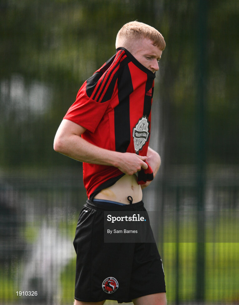 26 July 2020; Conor Casserly of Gorey Rangers dejected following the FAI New Balance Junior Cup Quarter-Final match between Usher Celtic and Gorey Rangers at Grangegorman IT in Dublin. Competitive Soccer matches have been approved to return following the guidelines of Phase 3 of the Irish Government’s Roadmap for Reopening of Society and Business and protocols set down by the Soccer governing authorities. With games having been suspended since March, competitive games can take place with updated protocols including a limit of 200 individuals at any one outdoor event, including players, officials and a limited number of spectators, with social distancing, hand sanitisation and face masks being worn by those in attendance among other measures in an effort to contain the spread of the Coronavirus (COVID-19). Photo by Sam Barnes/Sportsfile