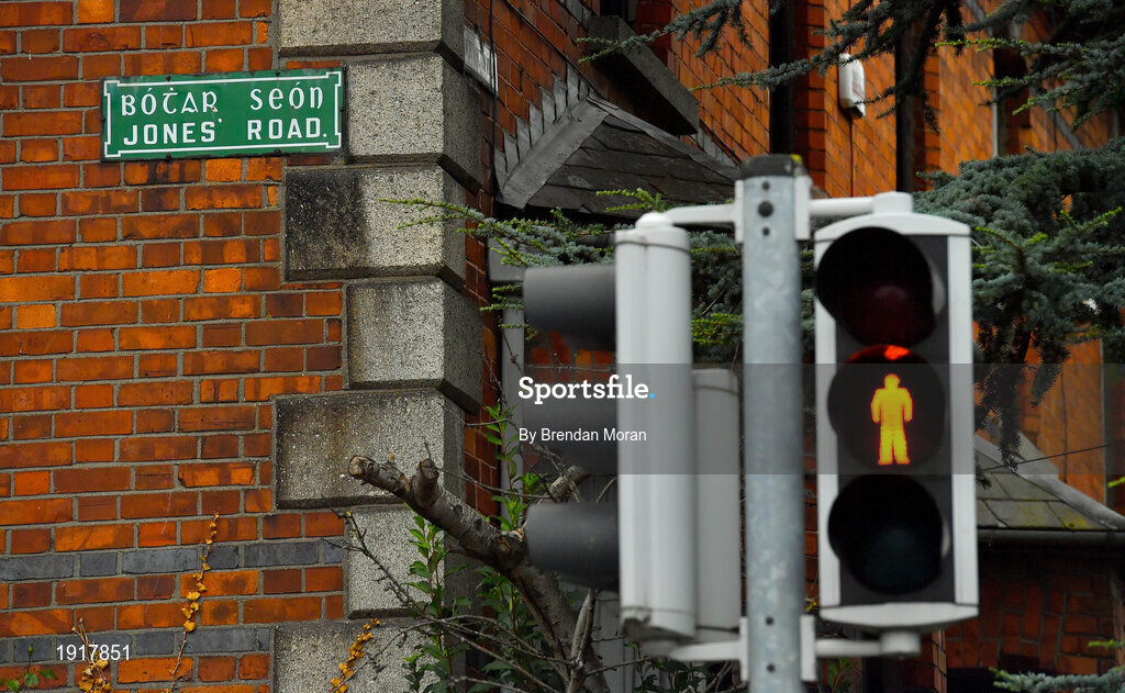 16 August 2020; A road sign on Jones' Road outside Croke Park Stadium on the original scheduled date of the 2020 GAA Hurling All-Ireland Senior Championship Final. Due to current restrictions laid down by the Irish government to prevent the spread of coronavirus, the dates for the staging of the GAA inter-county season have been pushed back, with the first round of games now due to start in October. The 2020 All-Ireland Senior Hurling Championship was due to be the 133rd staging of the All-Ireland Senior Hurling Championship, the Gaelic Athletic Association's premier inter-county hurling tournament, since its establishment in 1887. For the first time in 96 years the All-Ireland hurling final is now due to be played in December with the 2020 final due on Sunday, December 13th, the same weekend on which Dublin beat Galway in the 1924 final. Photo by Brendan Moran/Sportsfile