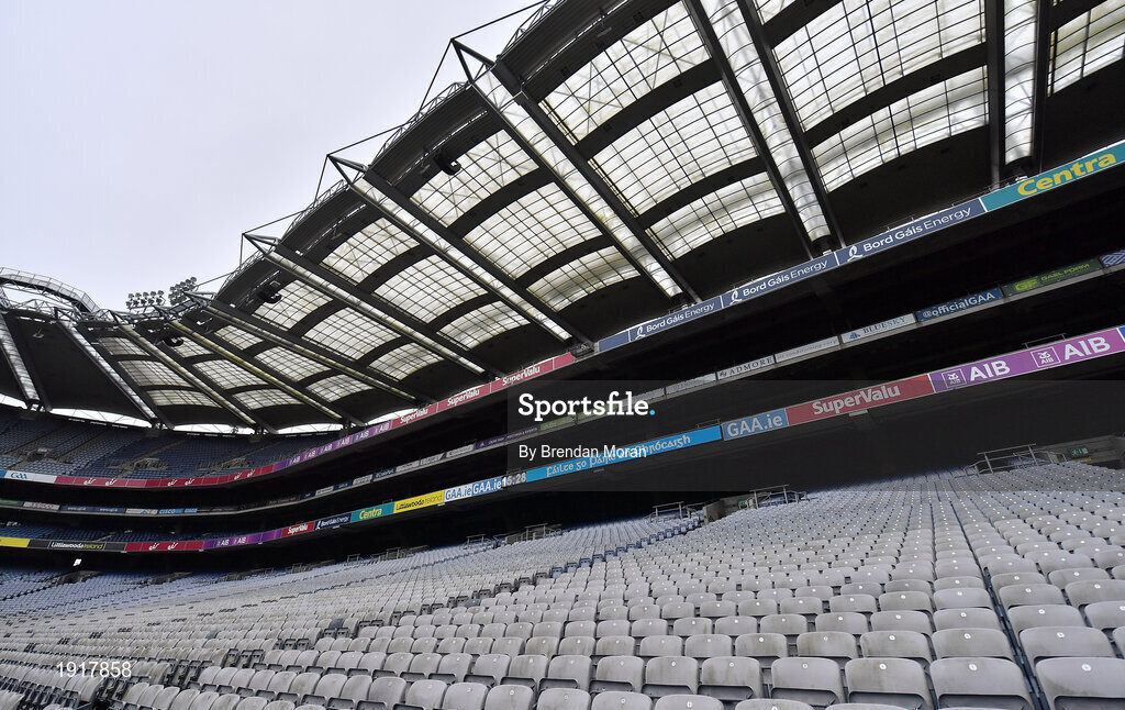 16 August 2020; An empty Canal End in Croke Park Stadium at 3.28pm during what would be the playing of Amhrán na bhFiann on the original scheduled date of the 2020 GAA Hurling All-Ireland Senior Championship Final. Due to current restrictions laid down by the Irish government to prevent the spread of coronavirus, the dates for the staging of the GAA inter-county season have been pushed back, with the first round of games now due to start in October. The 2020 All-Ireland Senior Hurling Championship was due to be the 133rd staging of the All-Ireland Senior Hurling Championship, the Gaelic Athletic Association's premier inter-county hurling tournament, since its establishment in 1887. For the first time in 96 years the All-Ireland hurling final is now due to be played in December with the 2020 final due on Sunday, December 13th, the same weekend on which Dublin beat Galway in the 1924 final. Photo by Brendan Moran/Sportsfile