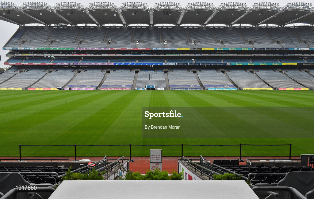 16 August 2020; An empty Croke Park Stadium on the original scheduled date of the 2020 GAA Hurling All-Ireland Senior Championship Final. Due to current restrictions laid down by the Irish government to prevent the spread of coronavirus, the dates for the staging of the GAA inter-county season have been pushed back, with the first round of games now due to start in October. The 2020 All-Ireland Senior Hurling Championship was due to be the 133rd staging of the All-Ireland Senior Hurling Championship, the Gaelic Athletic Association's premier inter-county hurling tournament, since its establishment in 1887. For the first time in 96 years the All-Ireland hurling final is now due to be played in December with the 2020 final due on Sunday, December 13th, the same weekend on which Dublin beat Galway in the 1924 final.   Photo by Brendan Moran/Sportsfile