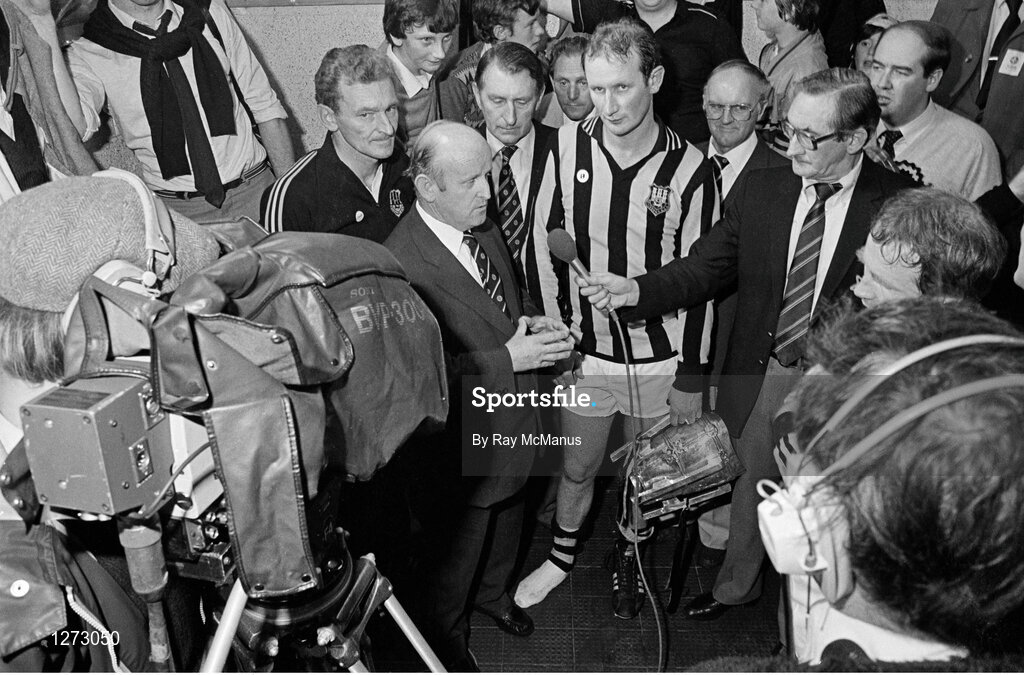 5 September 1982; Kilkenny captain Brian Cody waits to do an interview with Mick Dunne of RTÉ in the dressing-room after the Cork v Kilkenny, All Ireland Hurling Final, Croke Park, Dublin. Photo by Ray McManus/Sportsfile