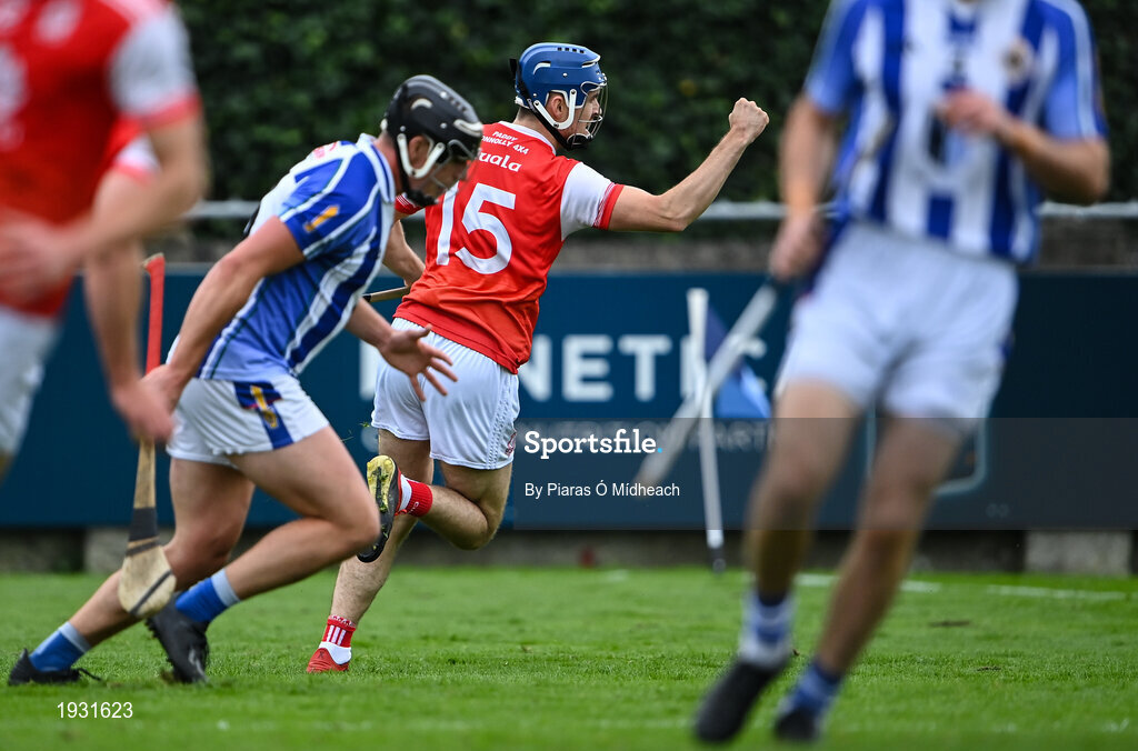 20 September 2020; Seán Moran of Cuala celebrates scoring his side's first goal during the Dublin County Senior Hurling Championship Final match between Ballyboden St Enda's and Cuala at Parnell Park in Dublin. Photo by Piaras Ó Mídheach/Sportsfile