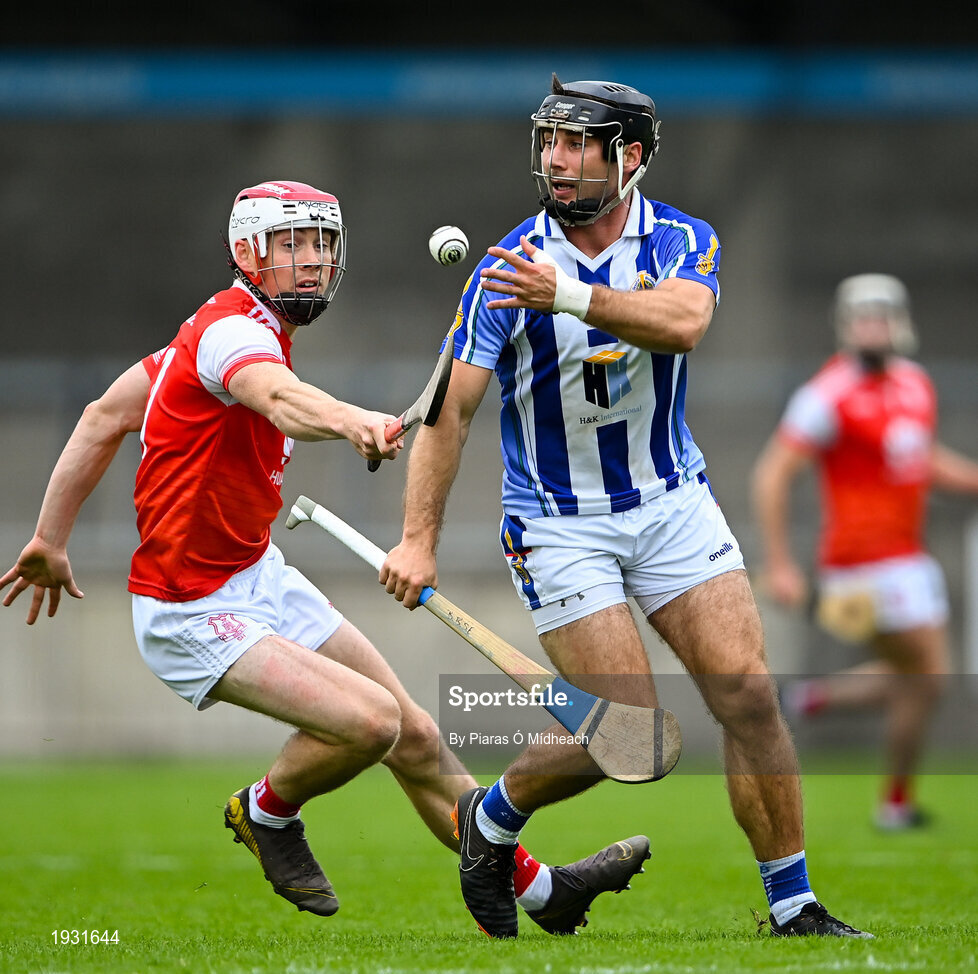20 September 2020; Shane Durkin of Ballyboden St Enda's in action against Con O'Callaghan of Cuala during the Dublin County Senior Hurling Championship Final match between Ballyboden St Enda's and Cuala at Parnell Park in Dublin. Photo by Piaras Ó Mídheach/Sportsfile