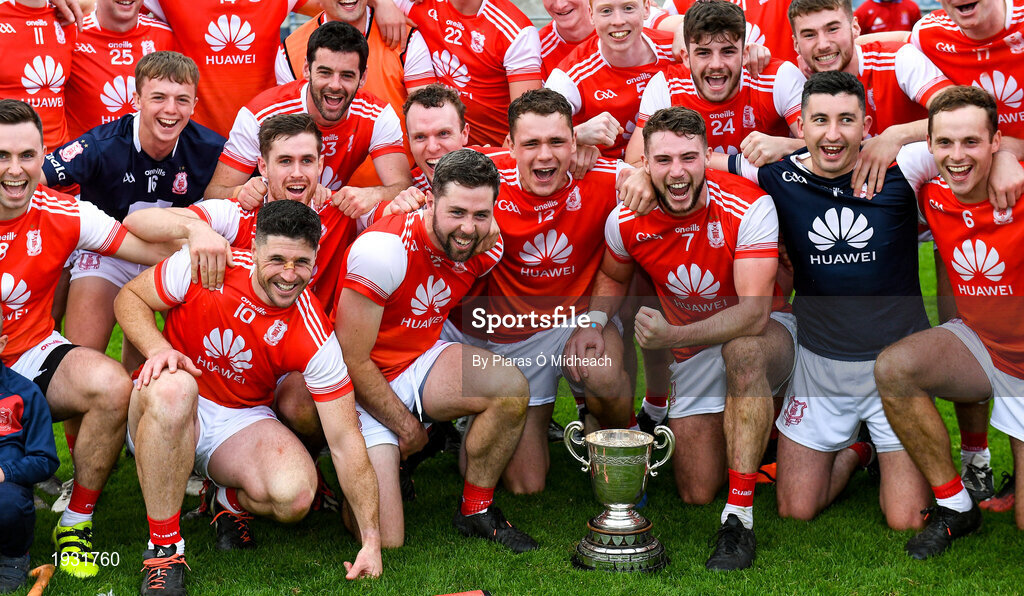 20 September 2020; Cuala players celebrate after the Dublin County Senior Hurling Championship Final match between Ballyboden St Enda's and Cuala at Parnell Park in Dublin. Photo by Piaras Ó Mídheach/Sportsfile