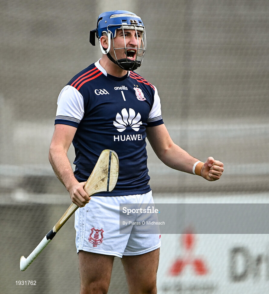 20 September 2020; Cuala goalkeeper Seán Brennan celebrates a turnover during the Dublin County Senior Hurling Championship Final match between Ballyboden St Enda's and Cuala at Parnell Park in Dublin. Photo by Piaras Ó Mídheach/Sportsfile
