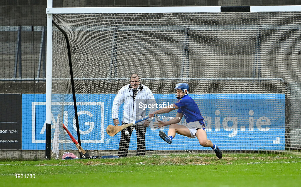 20 September 2020; Ballyboden St Enda's goalkeeper Finn McGarry is beaten for Cuala's second goal from a penalty taken by Seán Moran of Cuala during the Dublin County Senior Hurling Championship Final match between Ballyboden St Enda's and Cuala at Parnell Park in Dublin. Photo by Piaras Ó Mídheach/Sportsfile