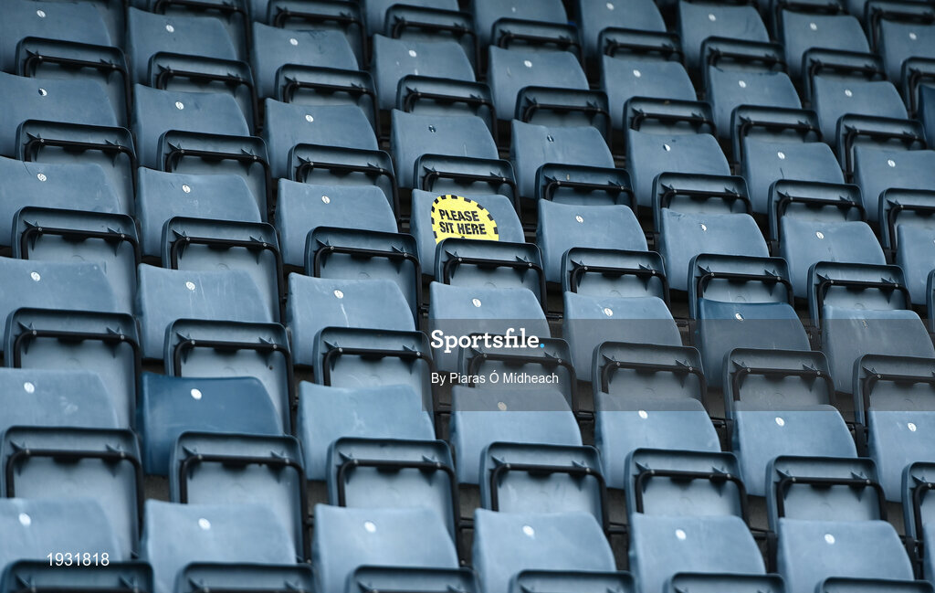 20 September 2020; A general view of empty seats in the stand, as the game was played behind closed doors, ahead of the Dublin County Senior Hurling Championship Final match between Ballyboden St Enda's and Cuala at Parnell Park in Dublin. Photo by Piaras Ó Mídheach/Sportsfile