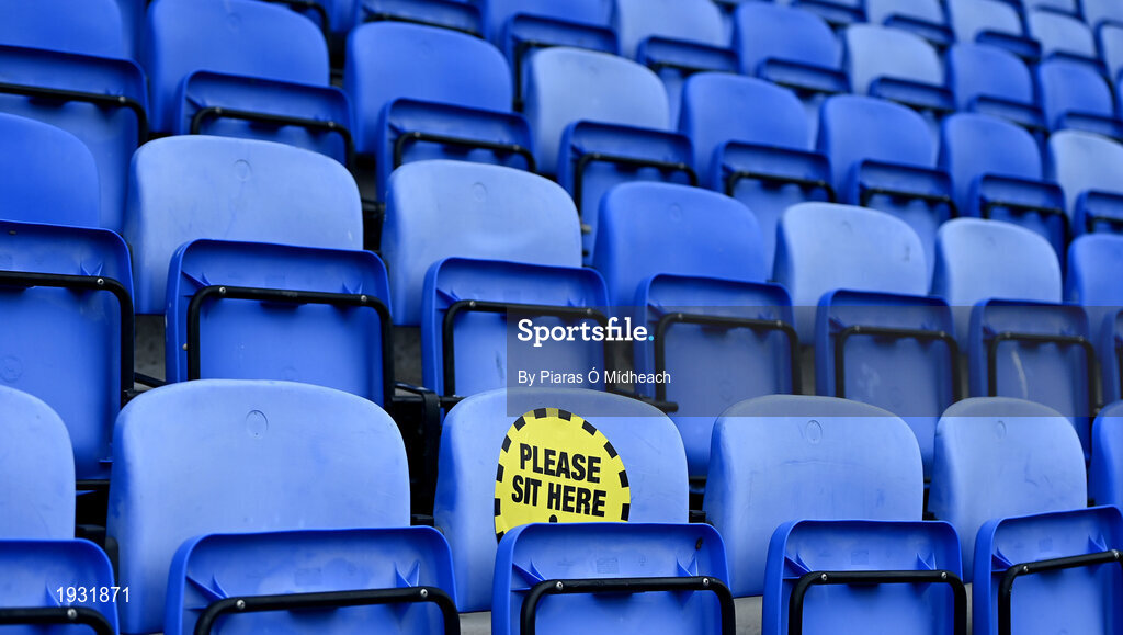 20 September 2020; A general view of empty seats in the stand, as the game was played behind closed doors, ahead of the Dublin County Senior Hurling Championship Final match between Ballyboden St Enda's and Cuala at Parnell Park in Dublin. Photo by Piaras Ó Mídheach/Sportsfile