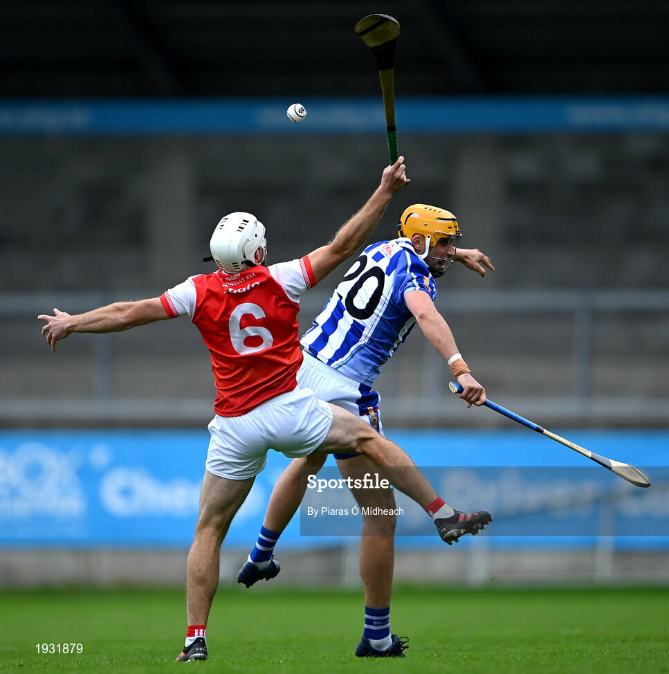 20 September 2020; Conor Dooley of Ballyboden St Enda's in action against Darragh O'Connell of Cuala during the Dublin County Senior Hurling Championship Final match between Ballyboden St Enda's and Cuala at Parnell Park in Dublin. Photo by Piaras Ó Mídheach/Sportsfile