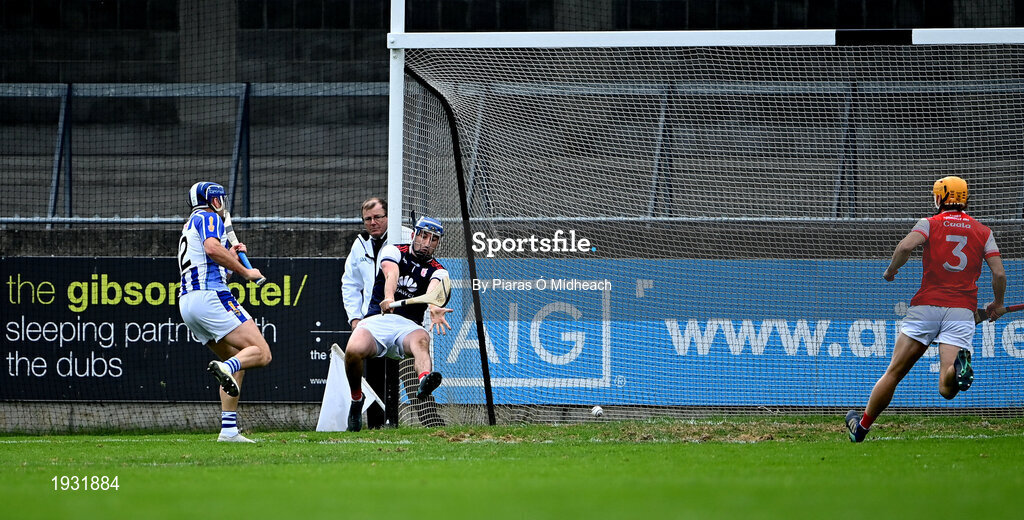 20 September 2020; Conal Keaney of Ballyboden St Enda's scores his side's first goal past Cuala goalkeeper Seán Brennan during the Dublin County Senior Hurling Championship Final match between Ballyboden St Enda's and Cuala at Parnell Park in Dublin. Photo by Piaras Ó Mídheach/Sportsfile