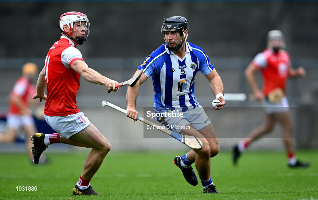 20 September 2020; Shane Durkin of Ballyboden St Enda's in action against Con O'Callaghan of Cuala during the Dublin County Senior Hurling Championship Final match between Ballyboden St Enda's and Cuala at Parnell Park in Dublin. Photo by Piaras Ó Mídheach/Sportsfile