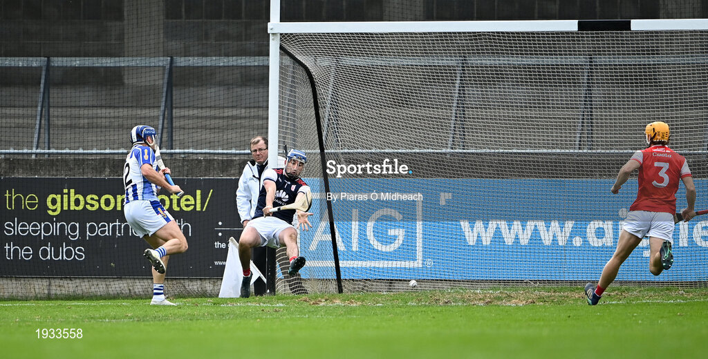 20 September 2020; Conal Keaney of Ballyboden St Enda's scores his side's first goal past Cuala goalkeeper Seán Brennan during the Dublin County Senior Hurling Championship Final match between Ballyboden St Enda's and Cuala at Parnell Park in Dublin. Photo by Piaras Ó Mídheach/Sportsfile