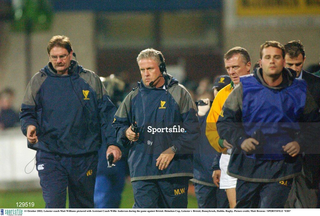 11 October 2002; Leinster coach Matt Williams pictured with Assistant Coach Willie Anderson during the game against Bristol. Heineken Cup, Leinster v Bristol, Donnybrook, Dublin. Rugby. Picture credit; Matt Browne / SPORTSFILE *EDI*