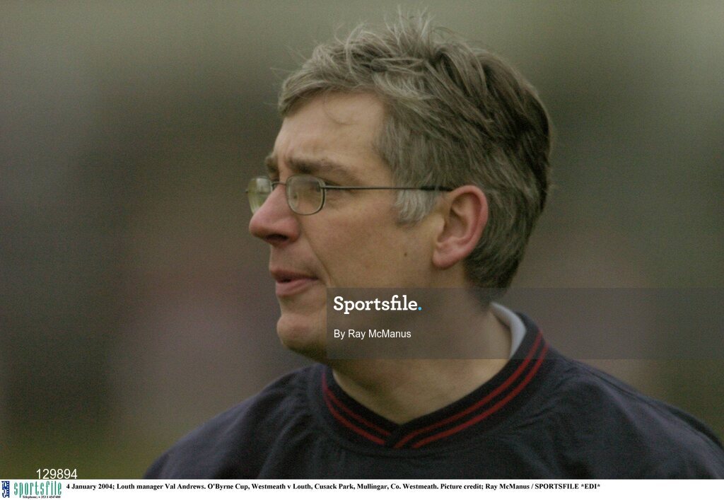 4 January 2004; Louth manager Val Andrews. O'Byrne Cup, Westmeath v Louth, Cusack Park, Mullingar, Co. Westmeath. Picture credit; Ray McManus / SPORTSFILE *EDI*