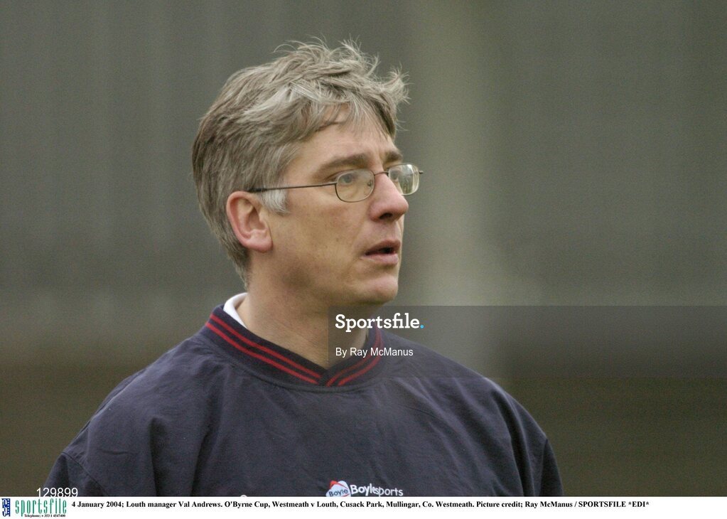 4 January 2004; Louth manager Val Andrews. O'Byrne Cup, Westmeath v Louth, Cusack Park, Mullingar, Co. Westmeath. Picture credit; Ray McManus / SPORTSFILE *EDI*