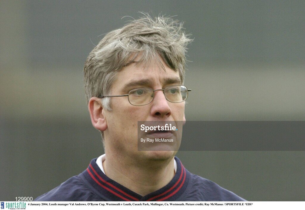 4 January 2004; Louth manager Val Andrews. O'Byrne Cup, Westmeath v Louth, Cusack Park, Mullingar, Co. Westmeath. Picture credit; Ray McManus / SPORTSFILE *EDI*