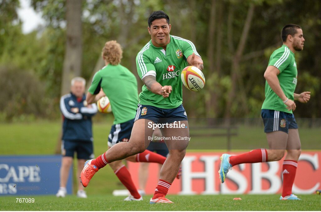 3 July 2013; Manu Tuilagi, British & Irish Lions, during squad training ahead of their 3rd test match against Australia on Saturday. British & Irish Lions Tour 2013, Squad Training. Noosa Dolphins RFC, Dolphin Oval, Sunshine Beach, Queensland, Australia. Picture credit: Stephen McCarthy / SPORTSFILE