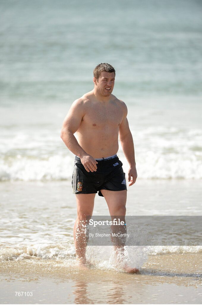 3 July 2013; Sean O'Brien, British & Irish Lions, during a recovery session in the sea at Noosa Beach following squad training ahead of their 3rd test match against Australia on Saturday. British & Irish Lions Tour 2013, Recovery Session. Noosa Heads, Queensland, Australia. Picture credit: Stephen McCarthy / SPORTSFILE