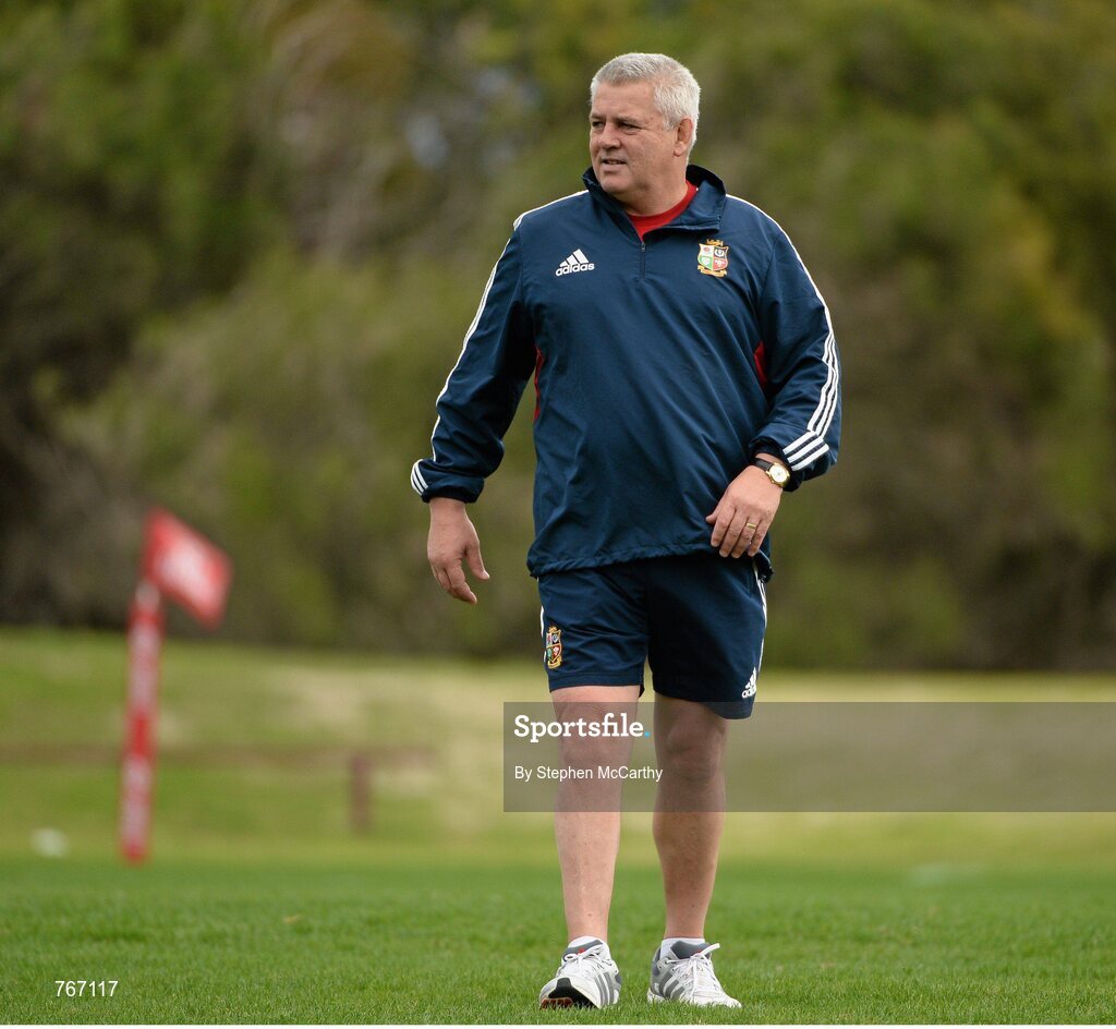 3 July 2013; British & Irish Lions head coach Warren Gatland during squad training ahead of their 3rd test match against Australia on Saturday. British & Irish Lions Tour 2013, Squad Training. Noosa Dolphins RFC, Dolphin Oval, Sunshine Beach, Queensland, Australia. Picture credit: Stephen McCarthy / SPORTSFILE
