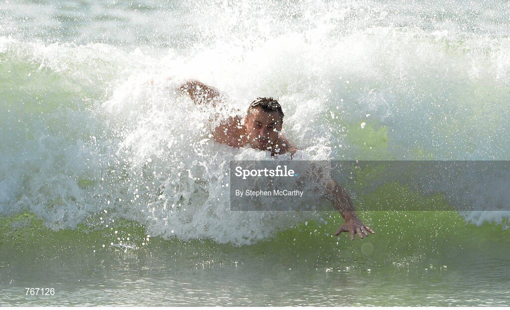 3 July 2013; Tommy Bowe, British & Irish Lions, during a recovery session in the sea at Noosa Beach following squad training ahead of their 3rd test match against Australia on Saturday. British & Irish Lions Tour 2013, Recovery Session. Noosa Heads, Queensland, Australia. Picture credit: Stephen McCarthy / SPORTSFILE