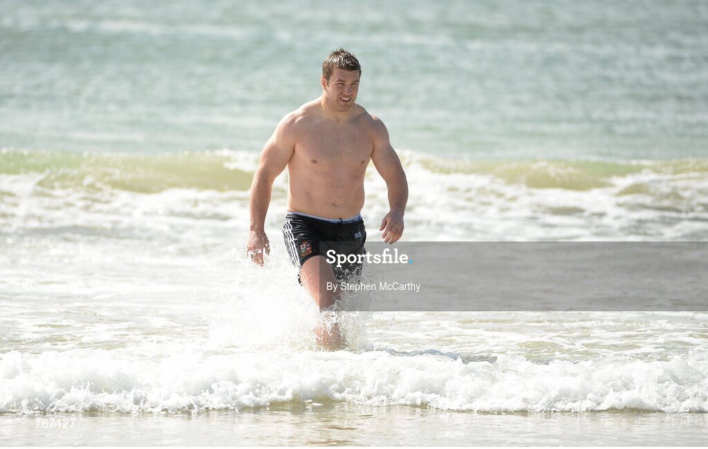 3 July 2013; Sean O'Brien, British & Irish Lions, during a recovery session in the sea at Noosa Beach following squad training ahead of their 3rd test match against Australia on Saturday. British & Irish Lions Tour 2013, Recovery Session. Noosa Heads, Queensland, Australia. Picture credit: Stephen McCarthy / SPORTSFILE