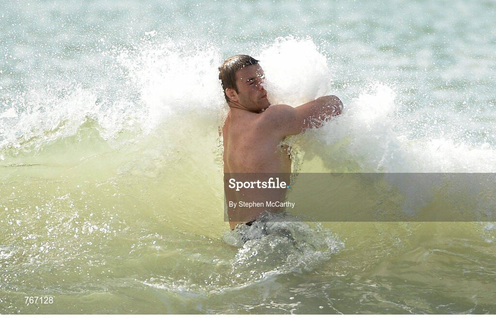 3 July 2013; Sean O'Brien, British & Irish Lions, during a recovery session in the sea at Noosa Beach following squad training ahead of their 3rd test match against Australia on Saturday. British & Irish Lions Tour 2013, Recovery Session. Noosa Heads, Queensland, Australia. Picture credit: Stephen McCarthy / SPORTSFILE
