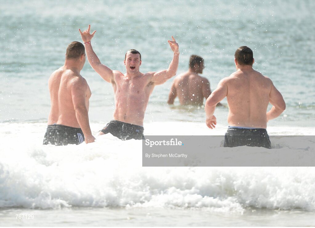 3 July 2013; Stuart Hogg, British & Irish Lions, during a recovery session in the sea at Noosa Beach following squad training ahead of their 3rd test match against Australia on Saturday. British & Irish Lions Tour 2013, Recovery Session. Noosa Heads, Queensland, Australia. Picture credit: Stephen McCarthy / SPORTSFILE