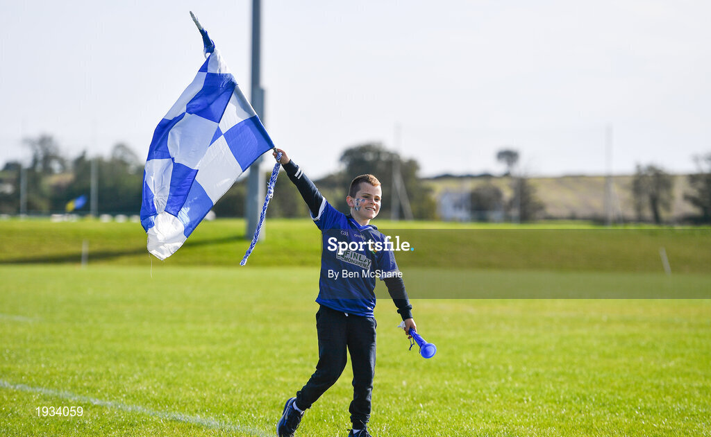 27 September 2020; Ardee St. Mary's supporter Conor Carroll, age 9, from Ardee, ahead of the Louth County Senior Football Championship Final match between Naomh Mairtin and Ardee St Mary’s at Darver Louth Centre of Excellence in Louth. Photo by Ben McShane/Sportsfile