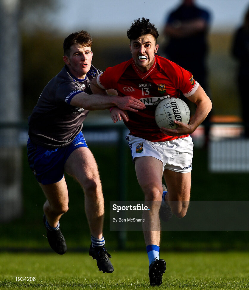 27 September 2020; Daire McConnon of Ardee St Mary's in action against Mark Whelan of Naomh Mairtin during the Louth County Senior Football Championship Final match between Naomh Mairtin and Ardee St Mary’s at Darver Louth Centre of Excellence in Louth. Photo by Ben McShane/Sportsfile