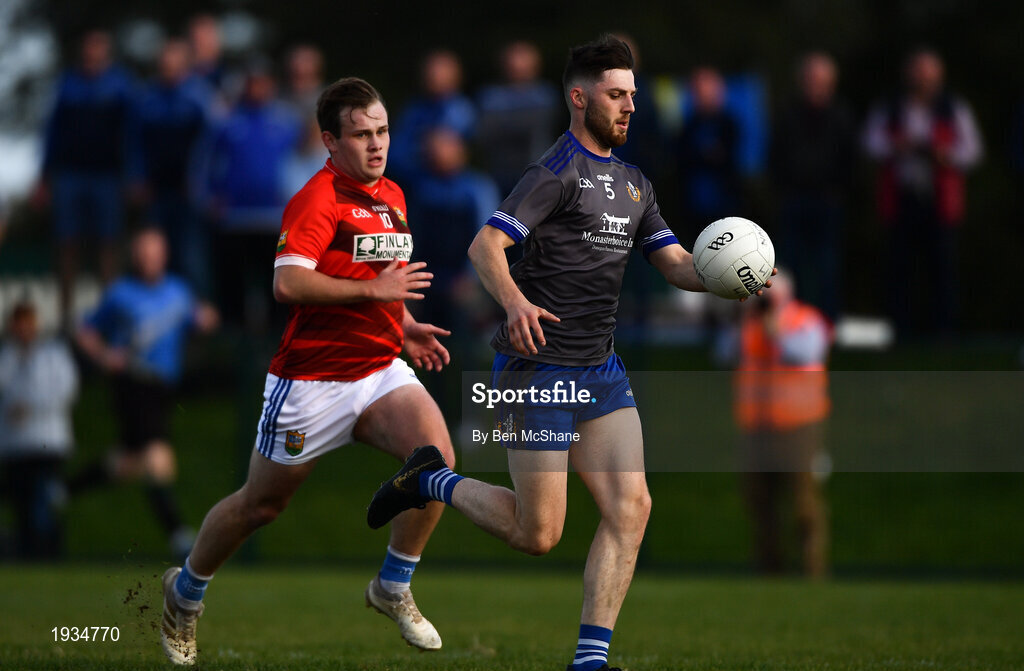 27 September 2020; John Clutterbuck of Naomh Mairtin and Conor Gillespie of Ardee St Mary'sduring the Louth County Senior Football Championship Final match between Naomh Mairtin and Ardee St Mary’s at Darver Louth Centre of Excellence in Louth. Photo by Ben McShane/Sportsfile