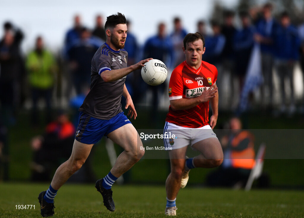 27 September 2020; John Clutterbuck of Naomh Mairtin and Conor Gillespie of Ardee St Mary'sduring the Louth County Senior Football Championship Final match between Naomh Mairtin and Ardee St Mary’s at Darver Louth Centre of Excellence in Louth. Photo by Ben McShane/Sportsfile