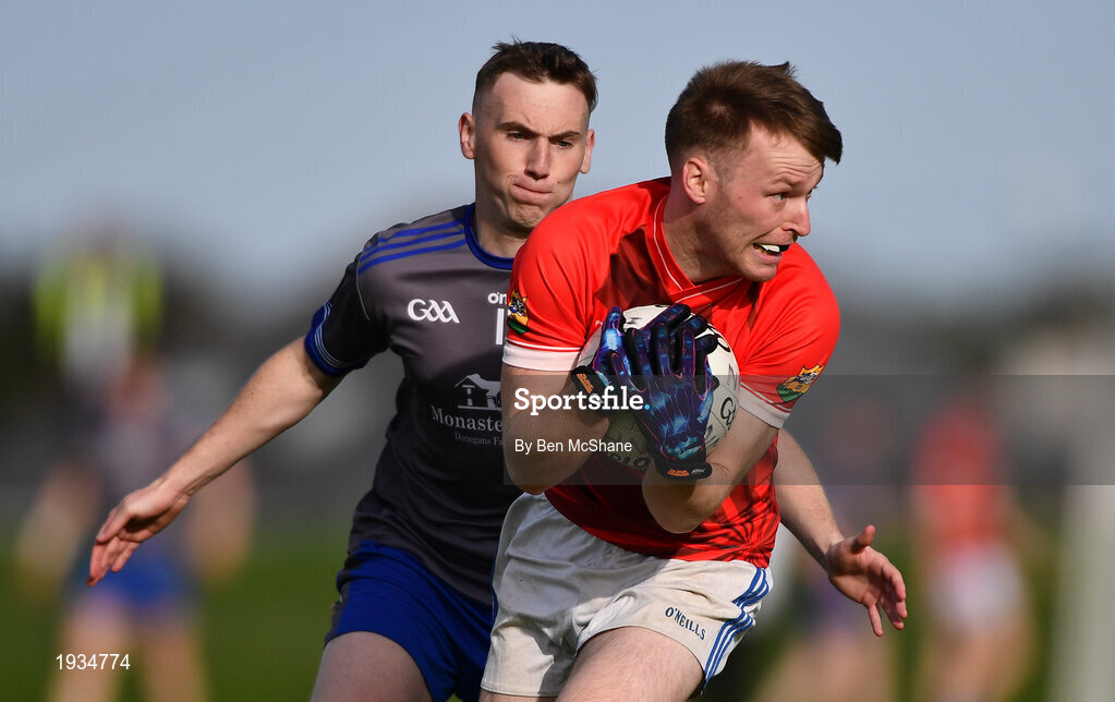 27 September 2020; Conor Keenan of Ardee St Mary's and Conor Whelan of Naomh Mairtin during the Louth County Senior Football Championship Final match between Naomh Mairtin and Ardee St Mary’s at Darver Louth Centre of Excellence in Louth. Photo by Ben McShane/Sportsfile