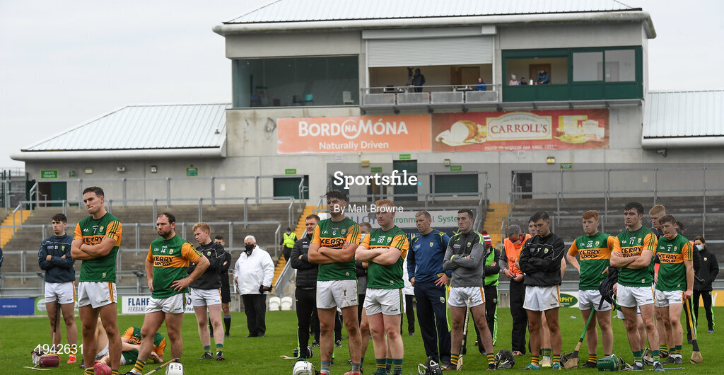 18 October 2020; Kerry players after the Allianz Hurling League Division 2A Final match between Antrim and Kerry at Bord na Mona O'Connor Park in Tullamore, Offaly. Photo by Matt Browne/Sportsfile