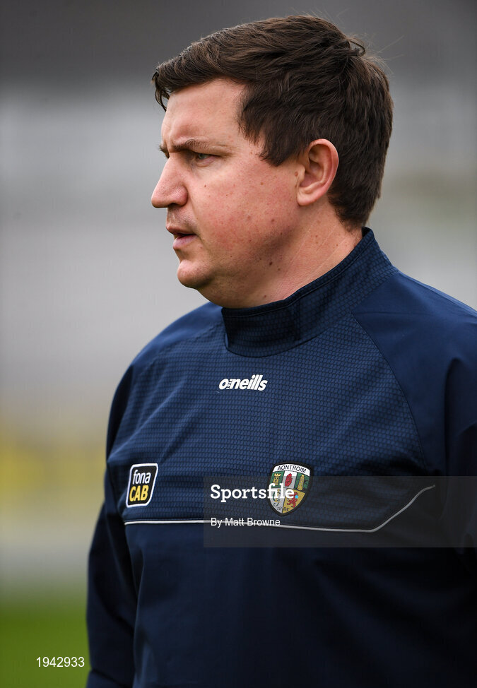 18 October 2020; Antrim manager Darren Gleeson during the Allianz Hurling League Division 2A Final match between Antrim and Kerry at Bord na Mona O'Connor Park in Tullamore, Offaly. Photo by Matt Browne/Sportsfile
